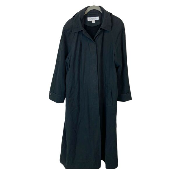 Raincoat Vintage Valerie Steven Women's Black Velvet Hood Zip Out Lining Size 8